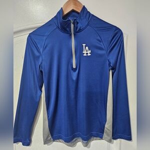 LA Dodgers Kids Blue Grey Long Sleeve Shirt. Quarter Zip. Size Medium 10/12